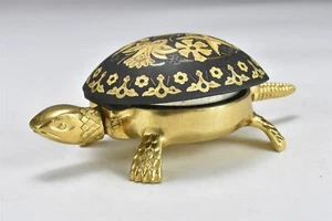 Vintage BRASS TURTLE HOTEL BELL BOJ EIBAR SPAIN COUNTER FLORAL BIRDS WORKS 07530 - Picture 1 of 5