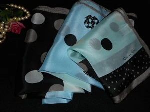 Seidentuch Oscar de la Renta blau marineblau taupe 64" x 16" USA - Bild 1 von 5