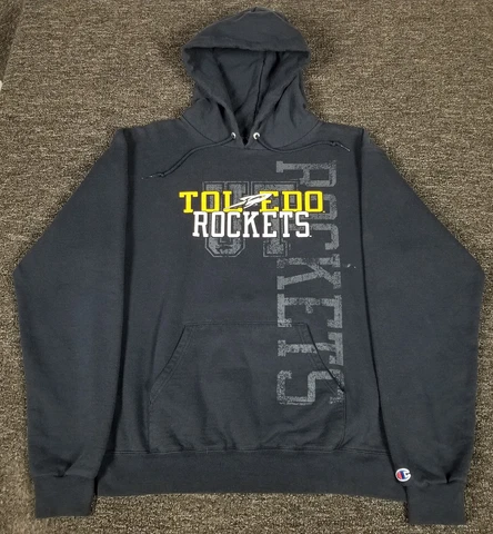 Toledo Rockets Hoodie Mens Medium Blue Champion Eco Fleece NCAA Team Pullover Cover