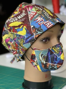 Marvel Super Heroes Medical Scrub Hat/Cap Set Patter Mens - Picture 1 of 5