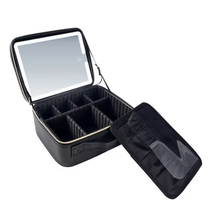 Tragbare Make-up Tasche Reise Kosmetik Organizer mit LED Spiegel - 3 Farben Modi, USA - Bild 1 von 11