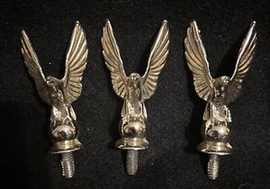 Lot 3 Vintage SILVER Eagle Winged Victory Trophy Topper Metal Globe  2 1/2 Inch - Picture 1 of 2