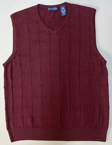 John Ashford Extra Fine Merino Wool Burgundy VNeck Vest Italy Sz L Chest 39” EUC - Picture 1 of 12