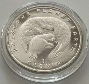 1994 Isle of Man "Preserve Planet Earth" Grey Seal CuNi Coin BU Condition - Picture 1 of 8