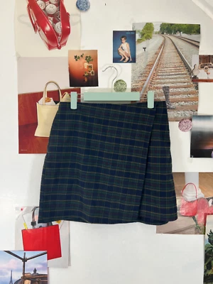 NWT Hollister Ultra High Rise Navy Plaid Mini Skirt Small - Image 1 of 4