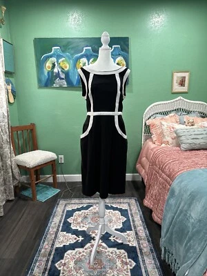 Vestido vintage años 90 Connected Apparel blanco y negro sin mangas talla 16 Foto 1 de 4