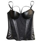 Women Sexy Lace Faux Leather Bustier Bra Corset Elastic Camisole Tank Top Slim