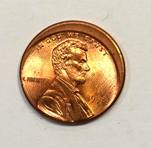 MINT ERROR 15% OFF CENTER STRIKE 1998 P Lincoln Cent Uncirculated Cover