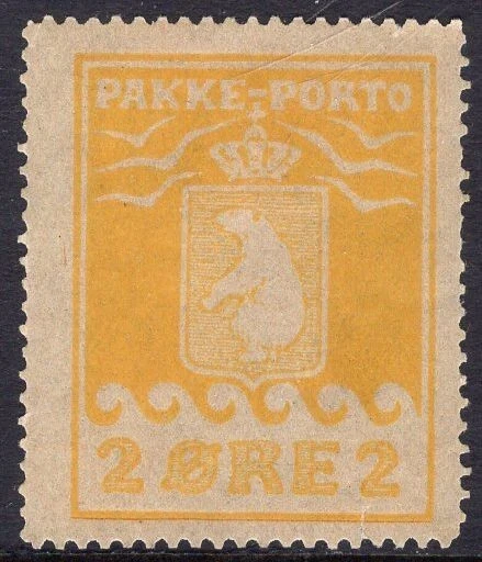 Greenland Q2 Parcel Post Pakke-Porto Polar Bear. FACIT P5II MH yellow-gray paper - Image 1 of 1