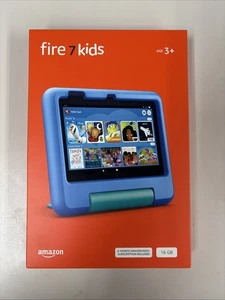 Amazon Fire 7 Kids Tablet 12th Gen, 16GB , Wi-Fi, 7" Blue Case Brand New Bundle - Picture 1 of 1