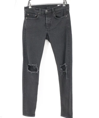 Rag bone jeans mens 33 L33 fit 1 extra slim standard button fly black destroyed - Image 1 of 4