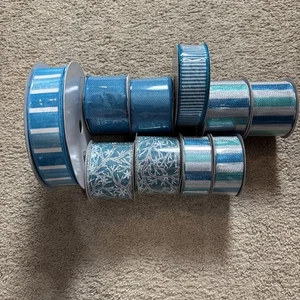 Turquoise Ribbon A Lot Of 10 Multicolor Turquoise 2.5” And 1.5” Brand New - Picture 1 of 8
