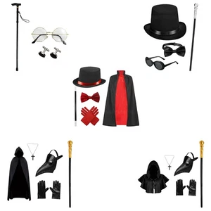 1Sets Cosplay Halloween Costume Kit Hat Walking Stick Cloak Carnival Stage Show - Picture 1 of 39