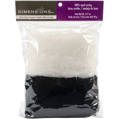 Dimensions Black and White Needle Felting Wool Roving Roll 3.17 Oz Craft Kit - Image 1 of 2