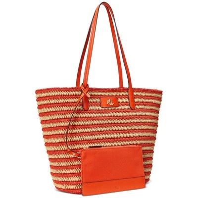NUEVO Bolso de Mano Lauren Ralph Lauren Paja Brie Naranja y Tostado Foto 1 de 4