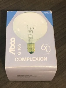 ABCO 60W Complexion Light Bulb G-16 1/2 Clear # 03839 Candelabra Base - Qty 1 - Picture 1 of 2