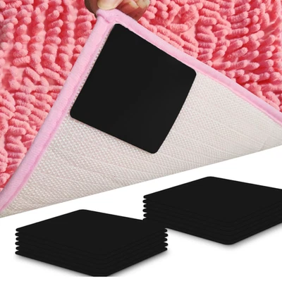 KUWSEIY 12 PCS Rug Pad Gripper, Washable Grippers for Tape, Non-Slip Carpet Black