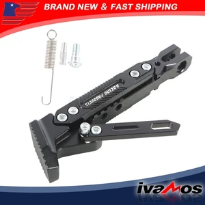 Black Adjustable CNC Aluminum Alloy Kickstand Motorcycle Foot Side Support Stand - Picture 1 of 10