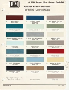 1968 FORD FALCON MUSTANG FAIRLANE THUNDERBIRD PAINT CHIPS (R-M) - Bild 1 von 2