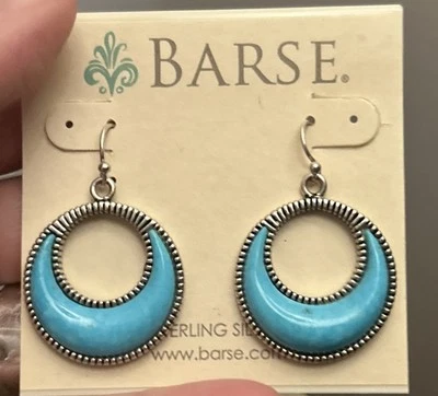 Designer studio barse sterling silver turquoise dangle earrings 925 - Image 1 of 4