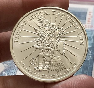 MEXICO Dios TEZCATLIPOCA Primer Sol  1 Ounce Silver UNC Nice 1 Onza - Picture 1 of 2