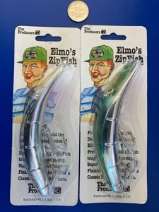 VINTAGE NEU LOT 2 Elmo's ZIPFISH #8 MUSKY The Producers Neu in Verpackung Chrom 5-1/4" 1-1/8 - Bild 1 von 6