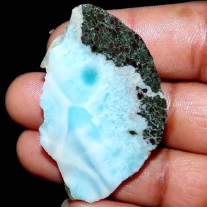 114.55Cts. 100% Natural Sky Blue LARIMAR ROUGH Cabochon Gemstone 37x61x6mm BC-66 - Picture 1 of 8