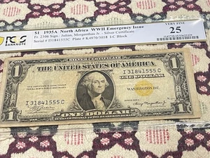 $1 NORTH AFRICA WWII SILVER CERTIFICATE 💎💎FR-2306💎💎 1935A PCGS 25 VF💎💎 - Picture 1 of 4