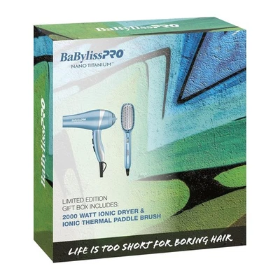 BaBylissPRO Nano Titanium Dryer & Ionic Thermal Paddle Brush Gift Box #BNTPP46 - Image 1 of 4