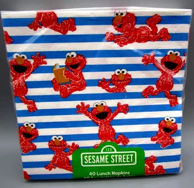 40 servilletas de almuerzo para fiesta de cumpleaños de Plaza Sésamo 3 capas -12 7/8", Elmo Foto 1 de 3