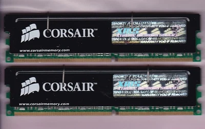 1GB 2x512MB PC-3200 Corsair CMX512-3200C2 DDR-400 XMS Ram Memory Kit DDR1 CL2 - Image 1 of 3