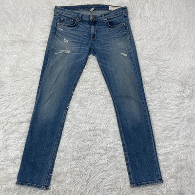 Rag & Bone Pants Womens 30 Blue Dre Boyfriend Skinny Denim Jeans Distressed - Image 1 of 4