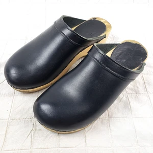 SVEN Womens Size 10.5 EU 41 Black Leather Clog Made USA - Picture 1 of 11