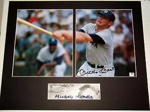 Placa de identificación personalizada firmada por Mickey Mantle rara Iooss con foto mate GA & BAS - Imagen 1 de 6