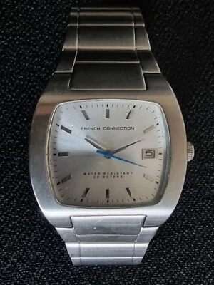 ФРАНЦУЗСКОЕ СОЕДИНЕНИЕ FCUK ВРЕМЯ ЧАСЫ ОБРАЗЕЦ НЕВЫПУЩЕННЫЙ ЦИФЕРБЛАТ И РЕМЕШОК ИЗ НЕРЖАВЕЮЩЕЙ СТАЛИ - Изображение 1 из 4