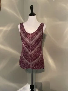 White House Black Market lila Chevron gewebt gefüttert hinten zum Binden Tanktop Medium - Bild 1 von 7