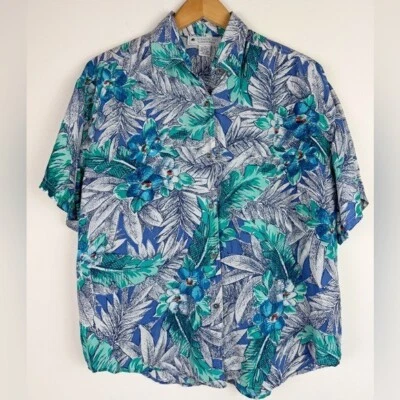 Sophisticates Vintage Blue Floral Silk Top — 第 1/4 张图片