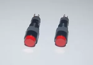 2PCS 10MM RED ROUND Momentary PUSH BUTTON LED ILLUMINATED 110V AC 5 PINS - Picture 1 of 3