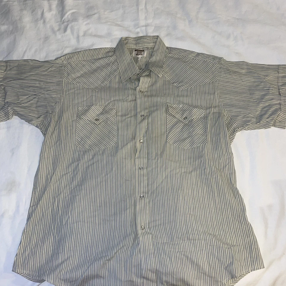 Vintage RUDDOCK Men's Short Sleeve Striped Western Shirt Size XXL Polo Pockets - Image 1 of 4