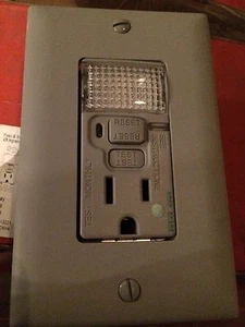 (10/PK) Salida de luz nocturna Pass & Seymour PLUGTAIL GFCI gris 15 amperios PT1595-NTLGRY - Imagen 1 de 3