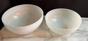 Fire King Oven Ware White Mixing Bowl Set 8.75" & 7.25" Diameter Set Of 2 - Picture 1 of 13