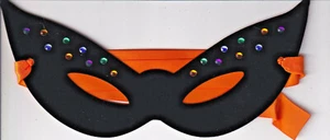 PAPYRUS HALLOWEEN CARD NIP MSRP $7.95 BLACK MASK CARD (B6) - Picture 1 of 2