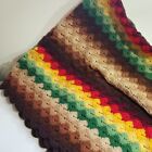 Crochet Afghan Throw Blanket Handmade Shell Stitch Autumn Fall Earthtone Colors