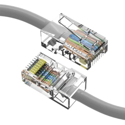 0.5FT Cat5e RJ45 Ethernet LAN Network UTP Non-Booted Patch Cable Copper Gray - Image 1 of 4