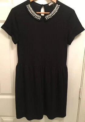 Vestido Freebird Little Negro Tejido SS Cuello Estrás Ajuste Acampanado Talla M Foto 1 de 4