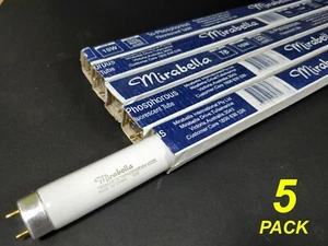 5 x 15W T8 Fluorescent Tubes Lamps 4000K Cool White 450mm 1.5 foot Mirabella - Picture 1 of 2