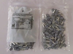 Aderendhülsen Twin isoliert 2 x 4,0mm² - 12mm in grau - 100 Stück - Bild 1 von 1