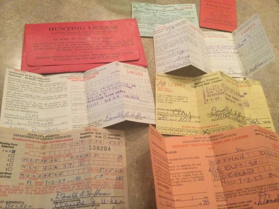 Vintage 1970’s Hunting and Fishing Permits License 6 Deer, Bear ,Small Game, - Image 1 of 4