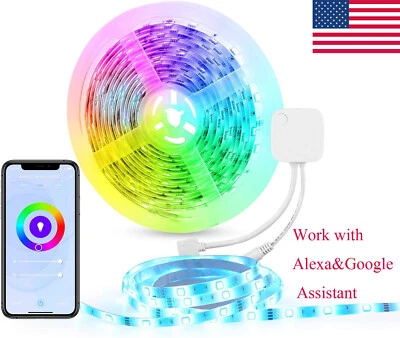 Smart Home WIFI Wireless RGB Smart LED Strip Lights 16.4ft WiFi RGB LED Kit 5050 - Image 1 of 4