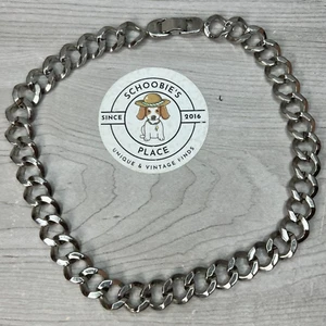 SPERRY Signed Silvertonen Necklace Chunky Links Choker 15" L Fashion Costume - Picture 1 of 8